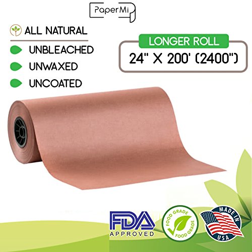 Pink Butcher Kraft Paper Roll 24” x 200’ (2400”) Peach Wrapping Paper for Beef Briskets, BBQ Meat Smoking USA Made, All Natural FDA Approved Food Grade, Unbleached, Unwaxed, Uncoated Sheet