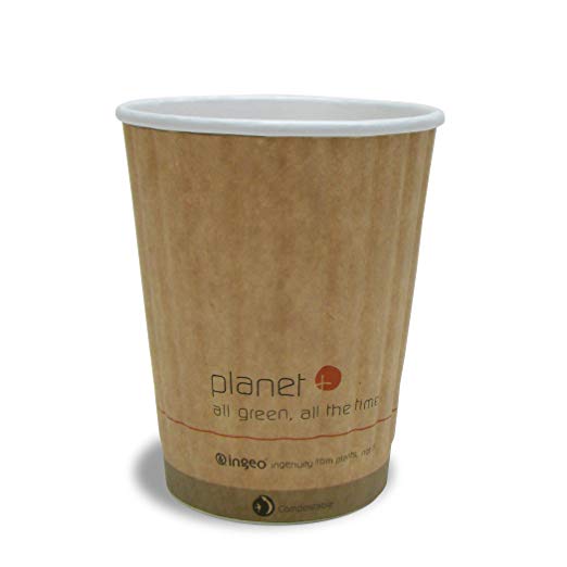 Planet + 100% Compostable PLA Laminated Double Wall Insulated Hot Cup, 12-Ounce, 1000-Count Case