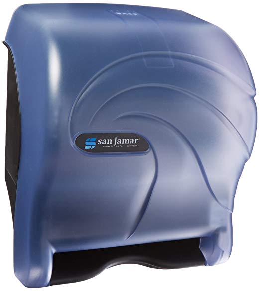San Jamar T8090TBL Tear-N-Dry Essence Oceans Hands Free Paper Towel Dispenser, Arctic Blue