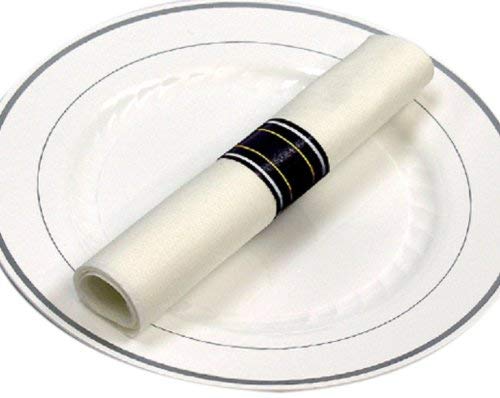 Reflections Fork, Knife, and Spoon Kit in a White Linen-Quality Napkin Roll, Silver (120-Count)