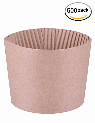 Luckypack 500 Piece Cup Sleeve Corrugated Jacket Cafe Drink Disposable Paper Coffee Cup Sleeves Reusable Holder Cardboard For Hot Drinks, 12 oz./16 oz./20 oz.