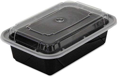 Pactiv NC838B Black Base Oblong Contaner with Clear Dome Lid, 24 oz - 150 per case