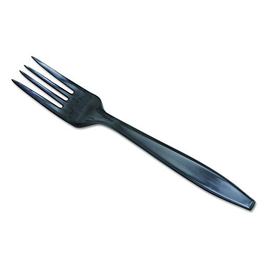 Dixie PFH53C Individually Wrapped Heavyweight Utensils, Fork, Plastic, Black (Case of 1000)