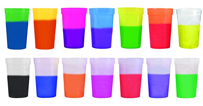 17 Oz. Color Changing Stadium Cup - 100 Quantity - 0.95 Each - PROMOTIONAL PRODUCT/BULK with YOUR LOGO/CUSTOMIZED. Size: 5” H.