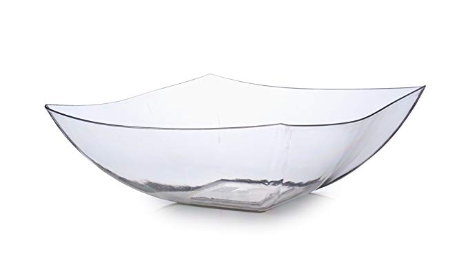 Fineline Settings Wavetrends Clear China-Like Square 64 oz. Serving Bowl 50 Pieces