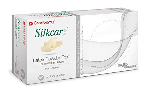 Cranberry USA CR7815 Silkcare Latex Powder Free Exam Gloves, X-Small (Pack of 100)