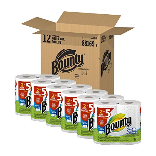 Bounty, HugeWhite Select-A-Size PaperTowels, Discounted Pack Total of 24 Rolls