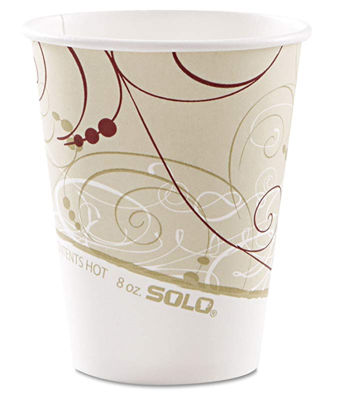 SOLO 378SM-J8000 Single-Sided Poly Paper Hot Cup, 8 oz. Capacity, Symphony (Pack of 50)