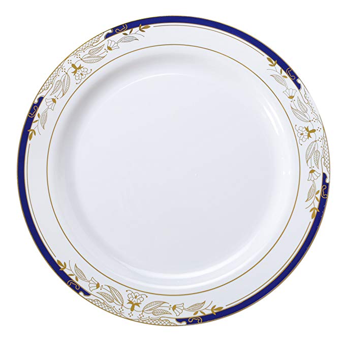 Signature Blu 120 Piece Dinner Plate with Cobalt Trim & Gold Stamping, 10.25