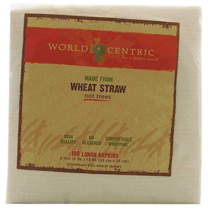 World Centric Wheat Straw Lunch Napkins - 2 Ply - 100 Ct