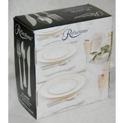 5 X 160 Pieces Reflections Heavyweight Plastic Silverware - Forks, Spoons, Knives