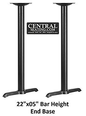 Bar Height Restaurant Table Base Black Color 2 Prong Style, Indoor End Table Base KIT for Bar Table Tops, T Base, 22