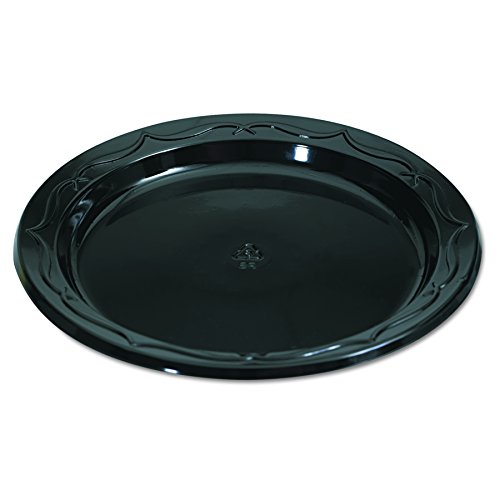 Genpak BLK06 Silhouette Black Plastic Plates, 6 Inches, Round, Pack of 125 (Case of 8 Packs)