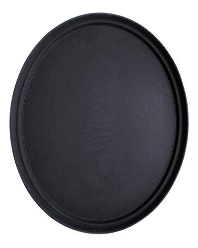 New Star Foodservice 25590 Non-Slip Tray, Plastic, Rubber Lined, Oval, 24 x 29 inch, Black, Pack of 6