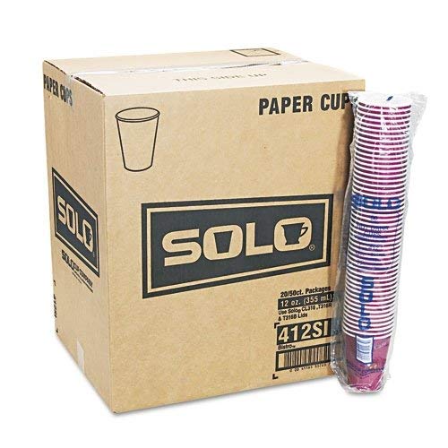 SOLO Cup Company Products - SOLO Cup Company - Bistro Design Hot Drink Cups, Paper, 12 oz., Maroon, 20 Bags of 50/Carton - Sold As 1 Carton - High-performance single-poly cup. - Upscale, coffee-themed appearance. - Ideal for food services.