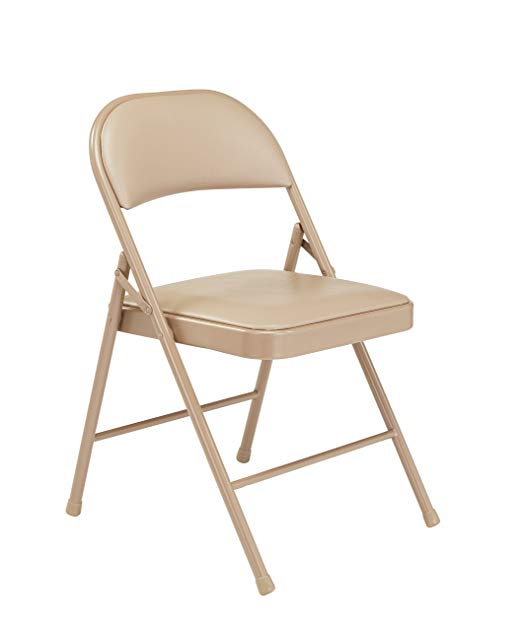 National Public Seating 951 Commercialine Vinyl Padded Folding Chair, Beige(4 Pack)