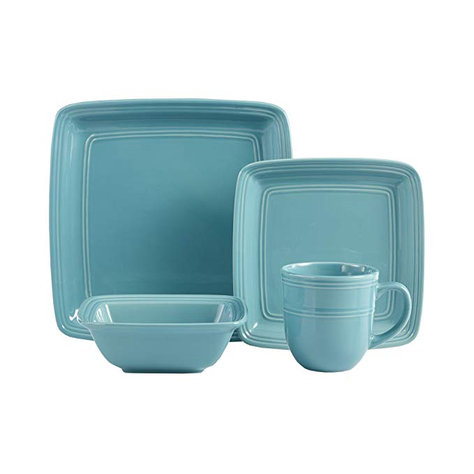 Madelyn Square 16-Piece Dinnerware Set, Turquoise