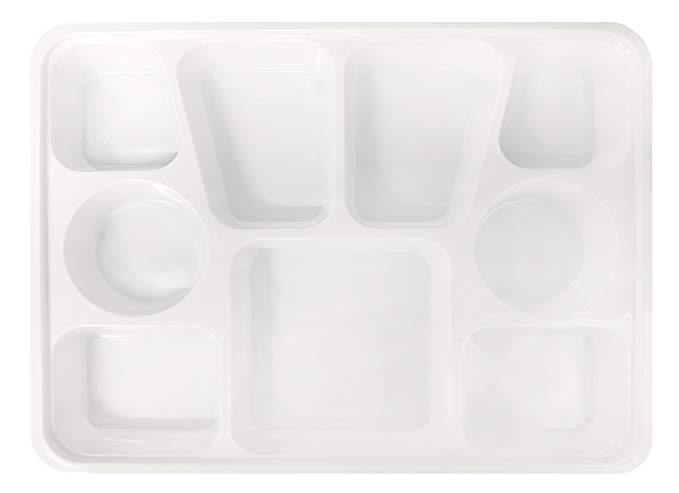 Quality Disposable Plastic Square Plates With 9 Compartments By Ekarro Pack of 200