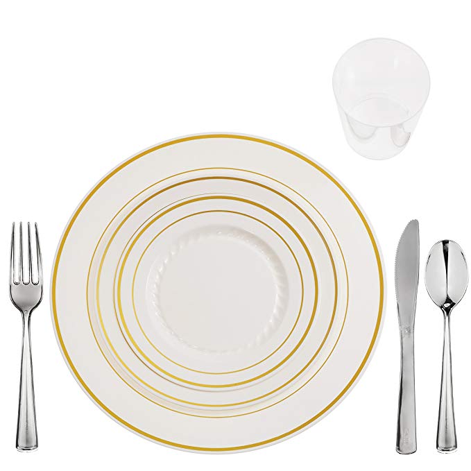 FULL TABLE SETTINGS FOR 45 PLATES-CUPS-CUTLERY 