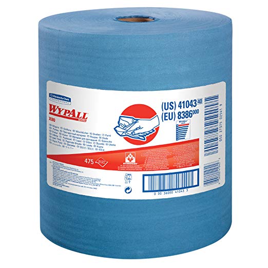 Wypall X80 Reusable Wipes (41043), Extended Use Cloths Jumbo Roll, Blue, 475 Sheets / Roll; 1 Roll / Case